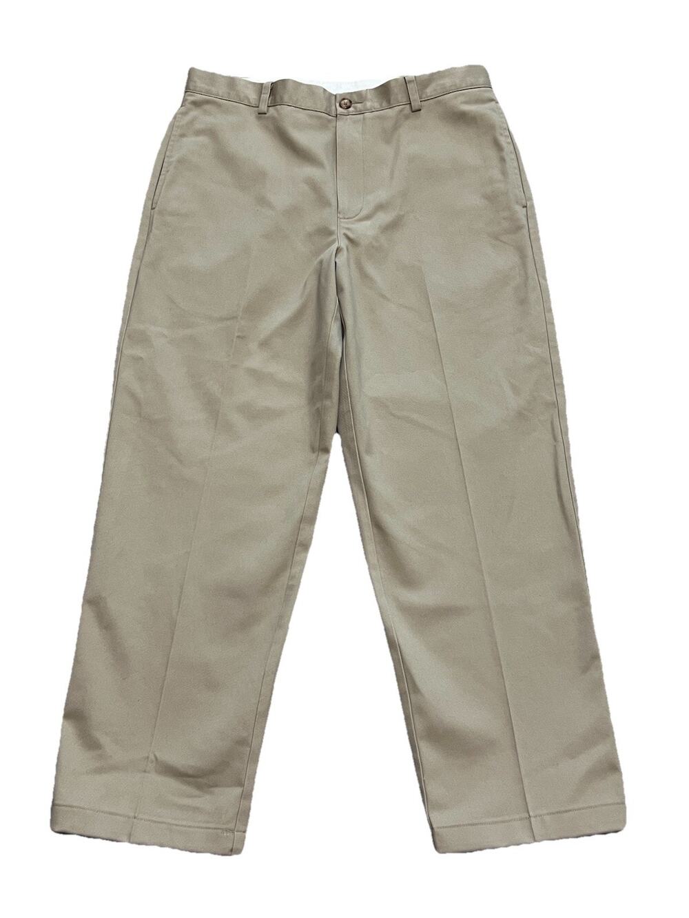 LL Bean Classic Fit Pants Men's 33x28 Khaki Chino Twill Vintage 212332